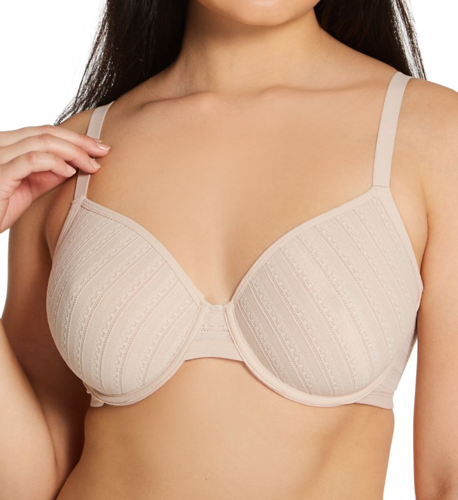 Women's Thin Lace Weave Unlined Underwire Balconette Bra and