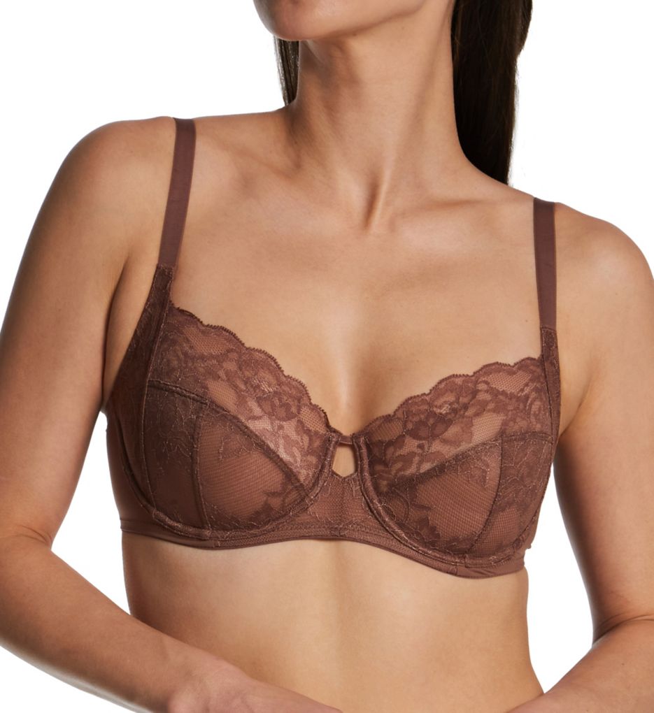 Natori Women Sheer Glamour Full Fit Contour Underwire Bra (Black/Cafe,  36DD)