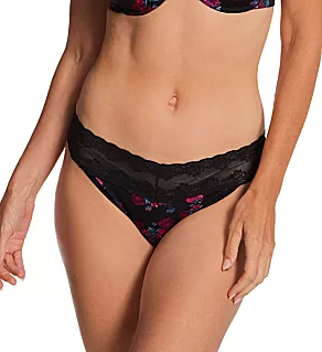 Bliss Perfection One Size Fits All Thong Black Charm Print O/S