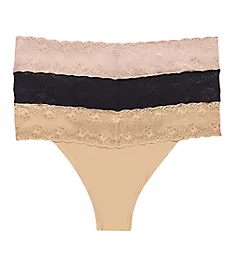 Bliss Perfection One Size Thong - 3 Pack Cameo Rose/Black/Cafe O/S