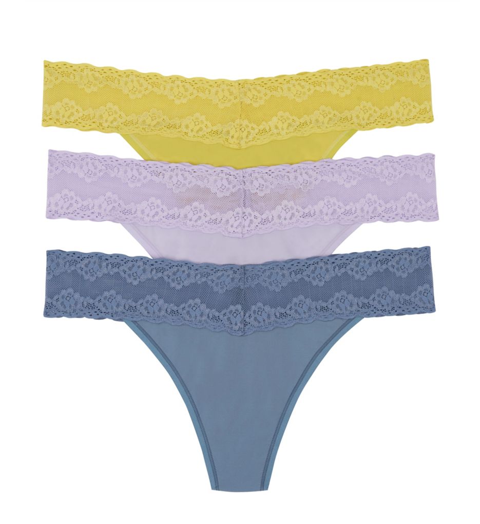 Natori : Natori 750092P Bliss Perfection One Size Thong - 3 Pack (Citrine/Grape/WindyBlu O/S)