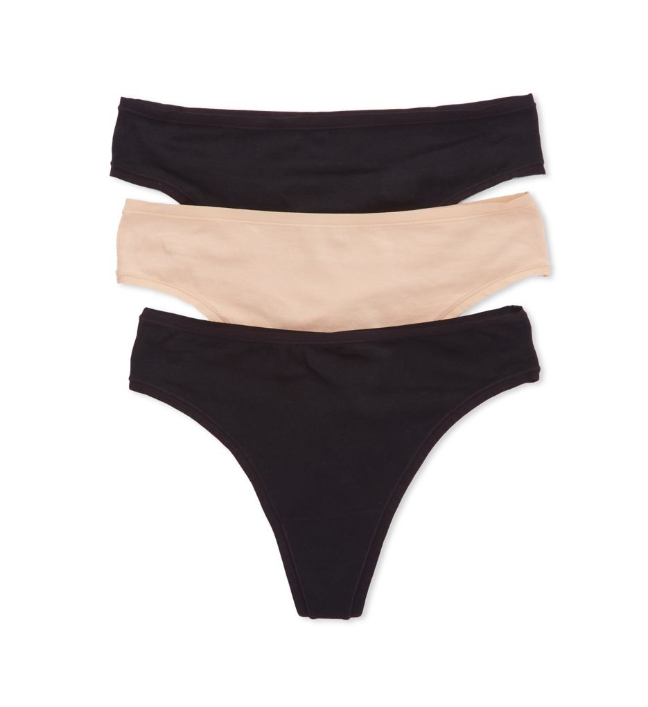 Natori Women's Bliss Bare Cotton Thong Panty - 3 Pack in Assorted | Size Large | HerRoom.com