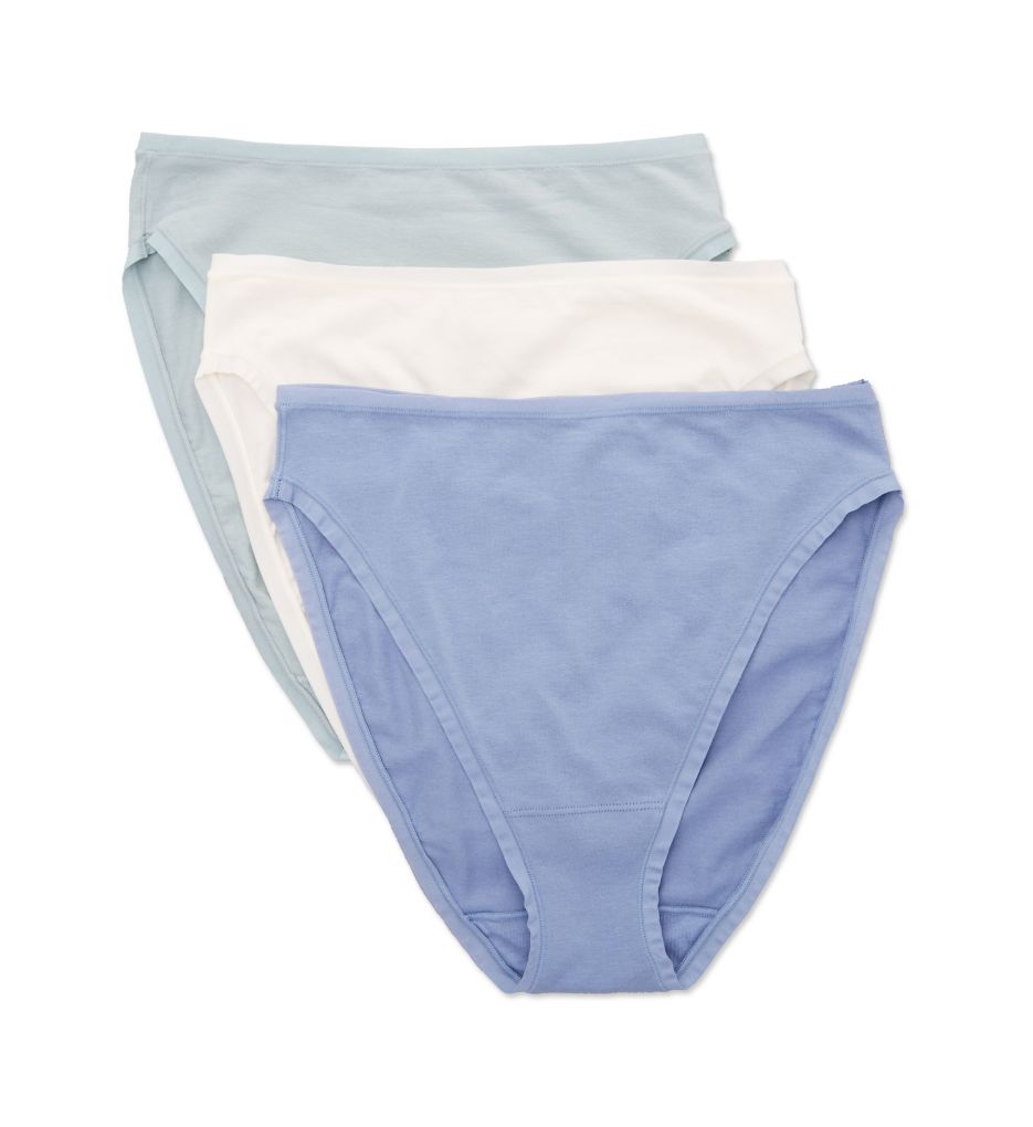 Natori Women's Bliss Bare Cotton Hi Cut Brief Panty - 3 Pack in Seaglass/Blue/Ivory | Size XL | HerRoom.com