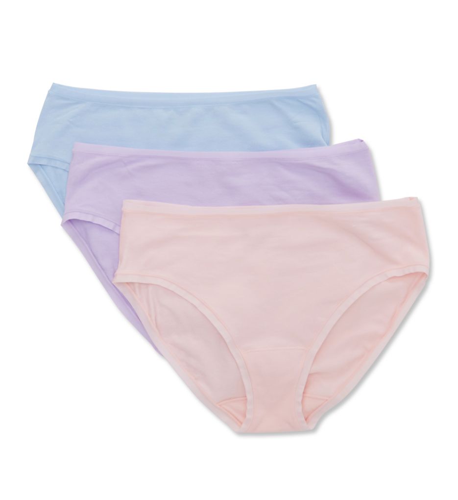 Natori Women's Bliss Bare Cotton Hipster Panty - 3 Pack in Lilac/Blue/Potpour | Size XL | HerRoom.com