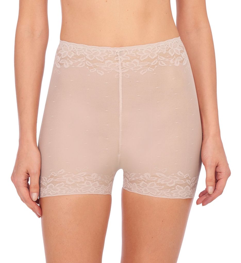 Natori : Natori 775252 Sheer Glamour High Rise Boyshort Panty (Light Mocha XL)