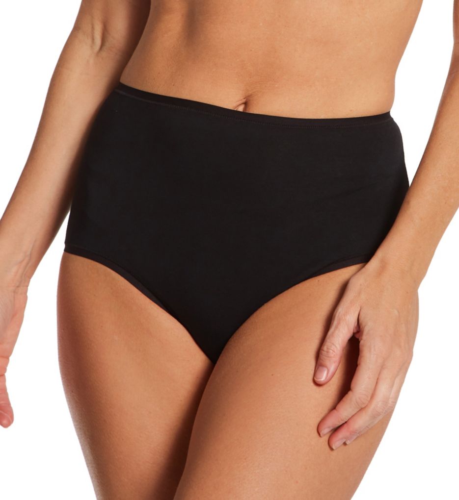 Natori Women's Bliss Bare Cotton High Waist Brief Panty in Black | Size XL | HerRoom.com