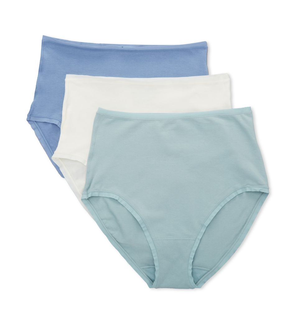 Natori Women's Bliss Bare Cotton High Waist Brief Panty - 3 Pack in Seaglass/Blue/Ivory | Size Medium | HerRoom.com