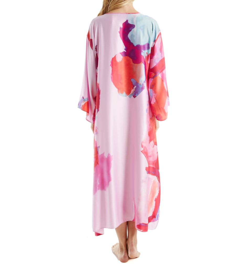 Abstract Printed Silky Charmeuse Long Caftan-bs