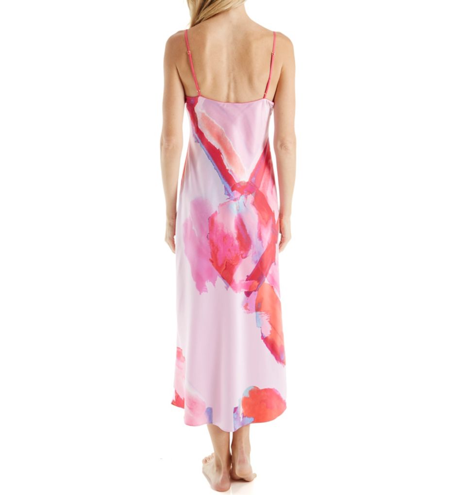 Abstract Printed Silky Charmeuse Long Gown-bs