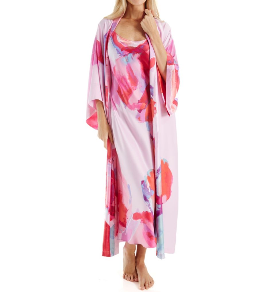 Abstract Printed Silky Charmeuse Long Gown-cs1