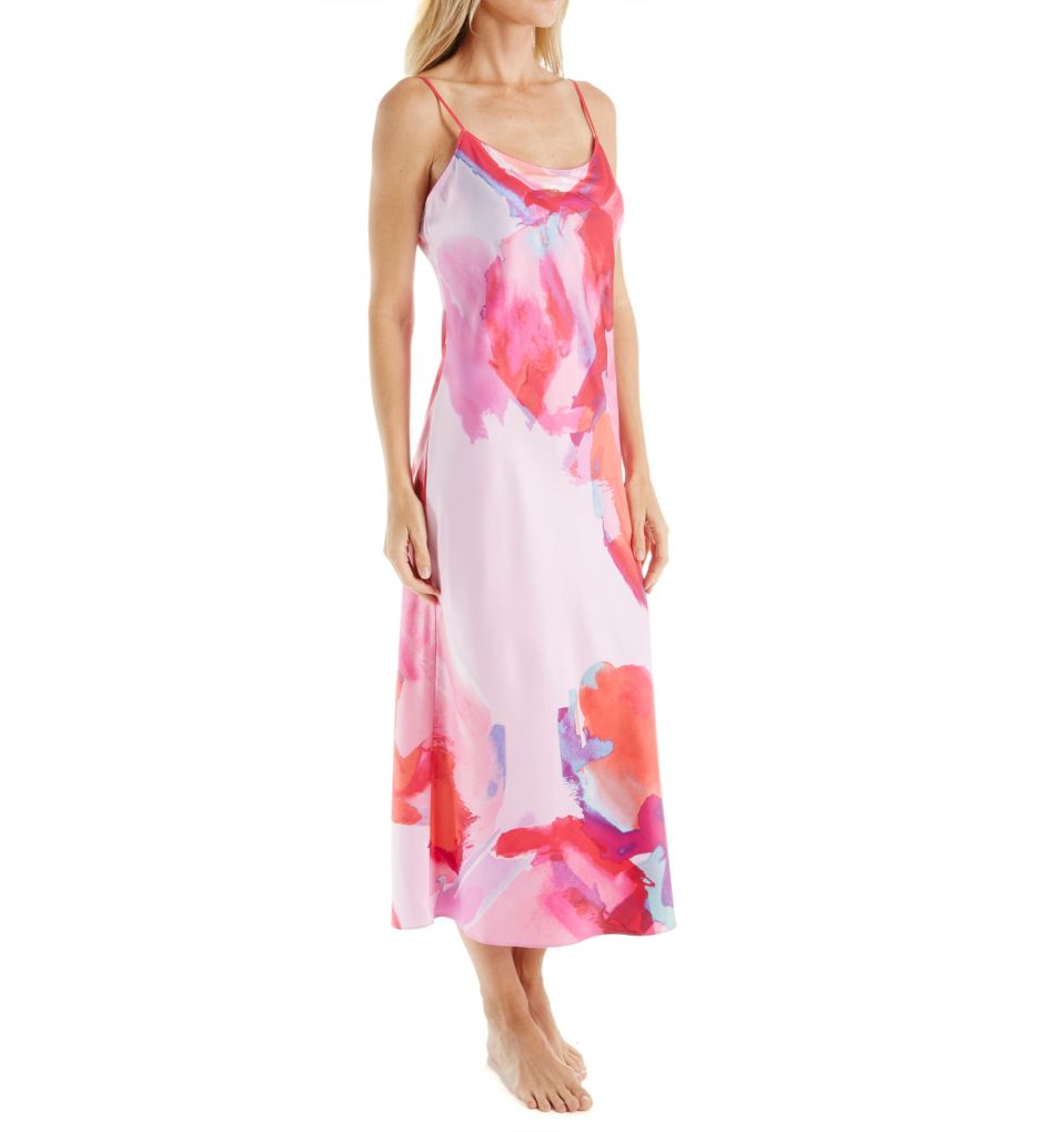 Abstract Printed Silky Charmeuse Long Gown-gs