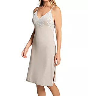Luxe Shangri-La Slip Chemise Ht.Cashmere/IvoryLace XS