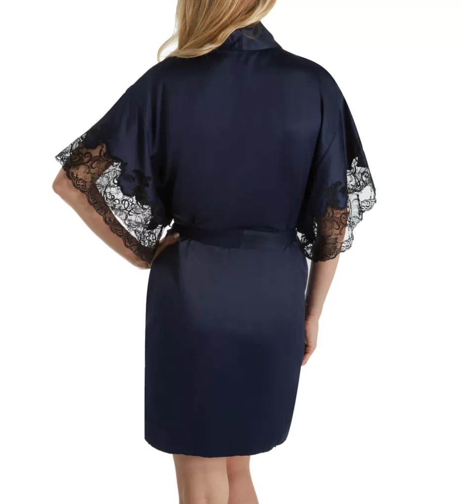 Feathers Satin Wrap with Lace Black XL