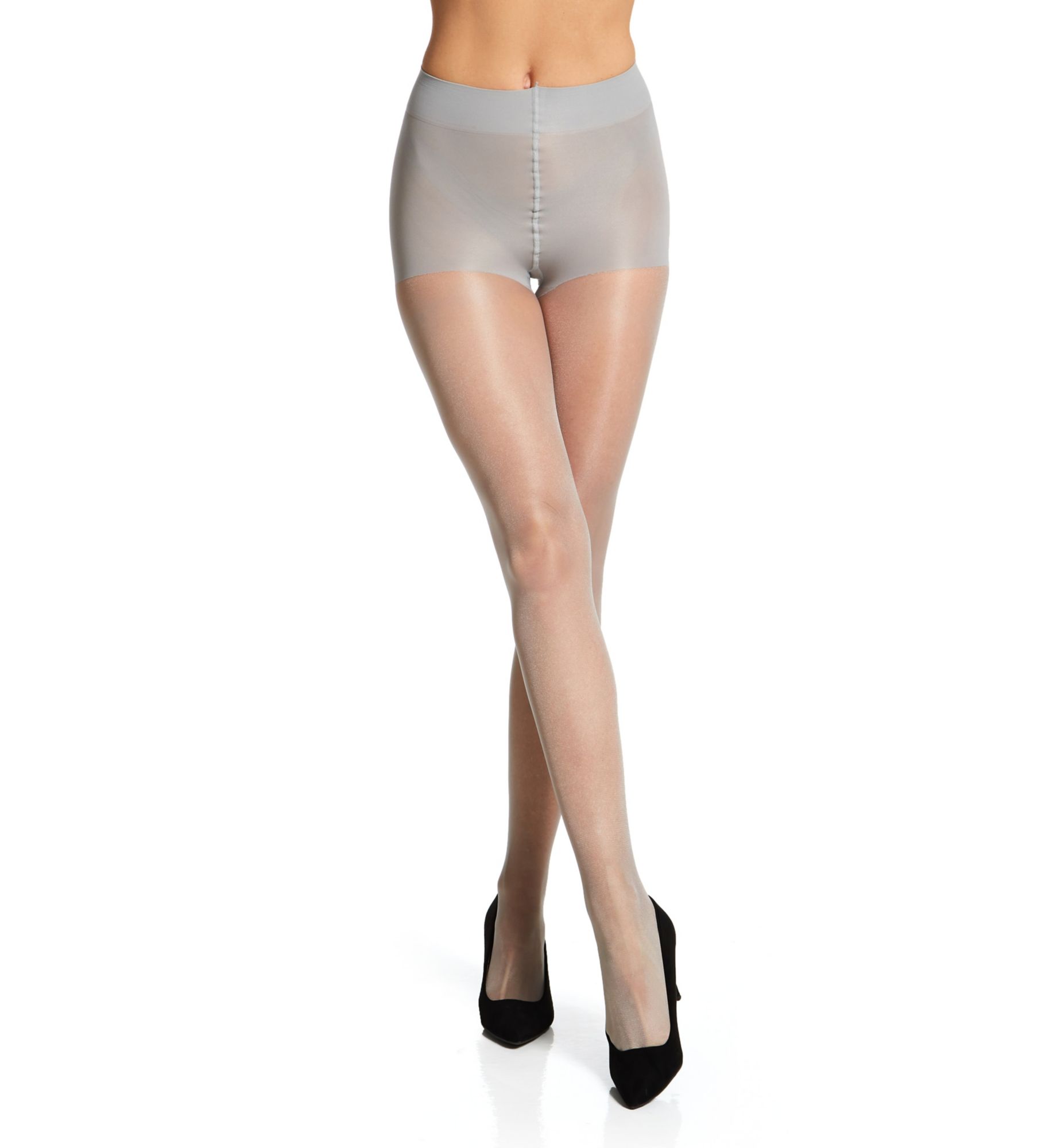 Natori Shimmer Sheer Control Top Tights Silver M  - Image 1