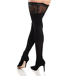 Feathers Opaque Thigh High Black S/M