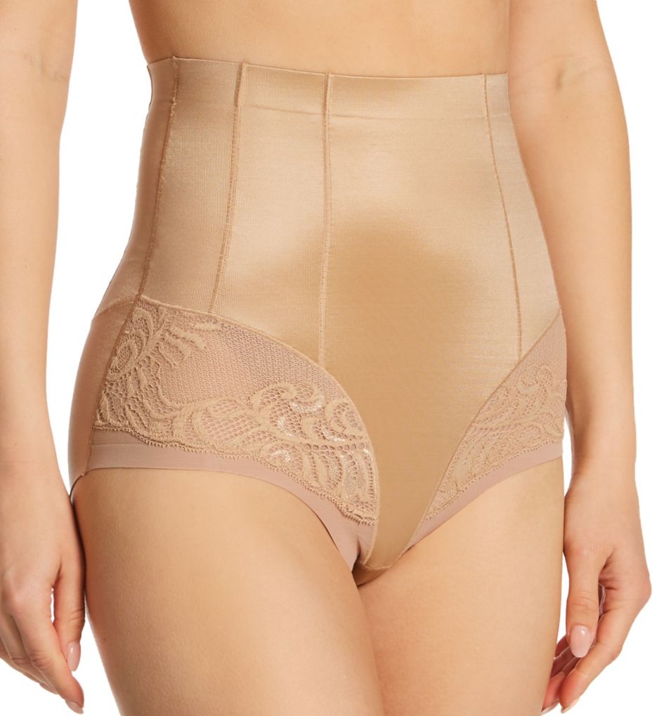 Natori : Natori NAT8500 Feathers High Waisted Control Top Brief Panty (Nude XL)