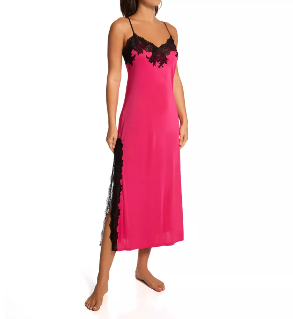 Enchant Slinky Gown Fiesta Pink/Black Lace M