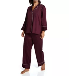 Cotton Sateen PJ Set Chocolate Cherry S