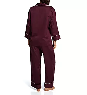 Cotton Sateen PJ Set Chocolate Cherry M