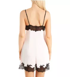 Aphrodite Enchant Silky Lace Trim Chemise Blush Pink/Black Lace XS