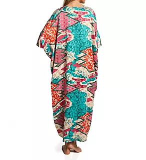 Orient Express Satin Caftan Teal Combo M