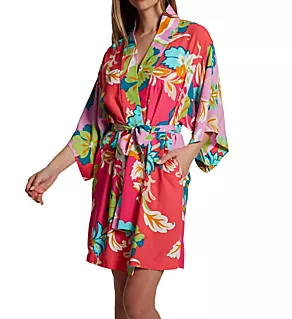 Marbella 36 Wrap Robe Pink/Green L