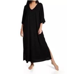 Shangri-La Solid Poly Modal Caftan Black S