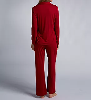 Shangri-La Embroidered Notch PJ Set Crimson Red S