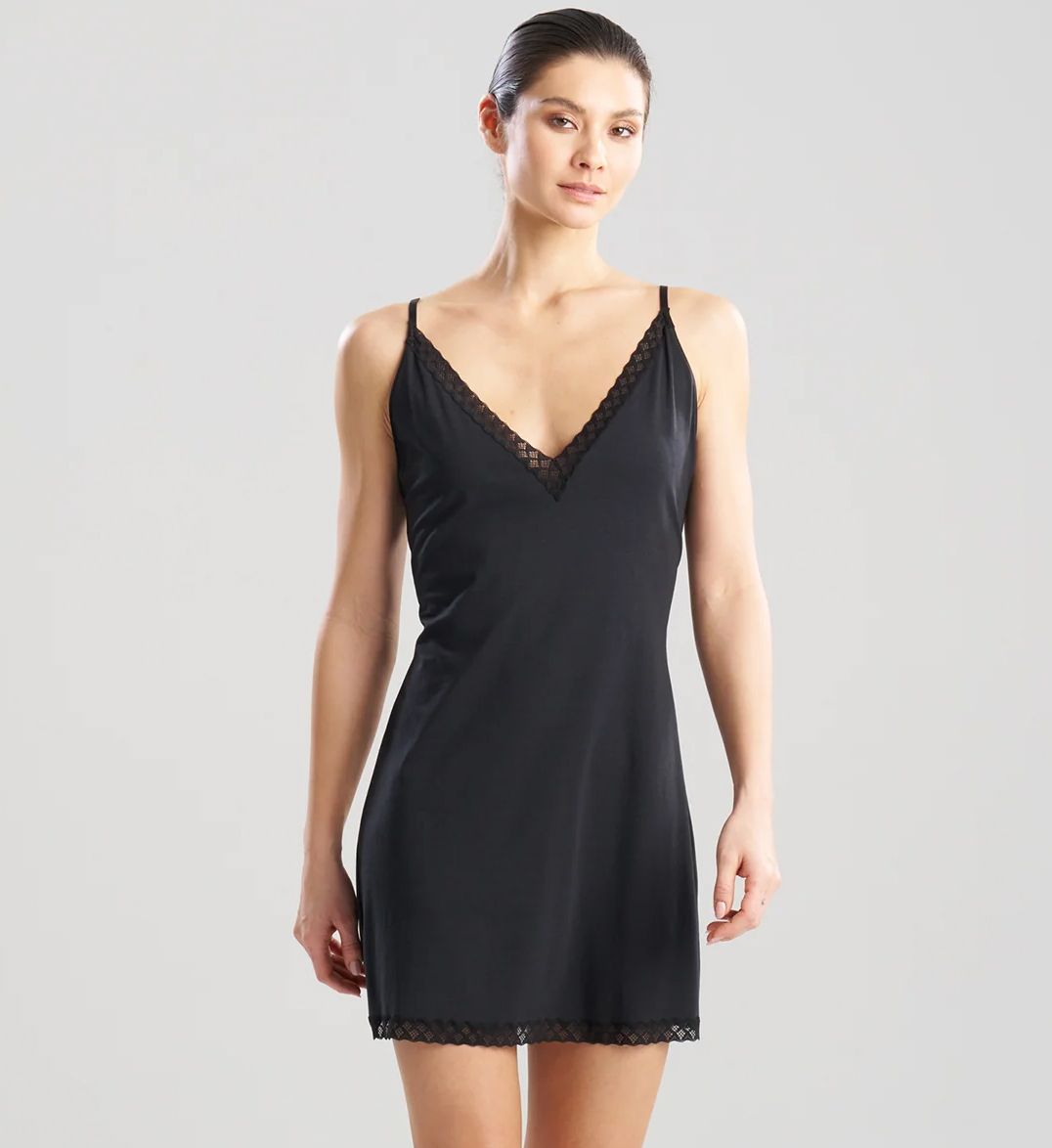 Natori Women's True Bliss Chemise in Black | Size: Medium | HerRoom.com