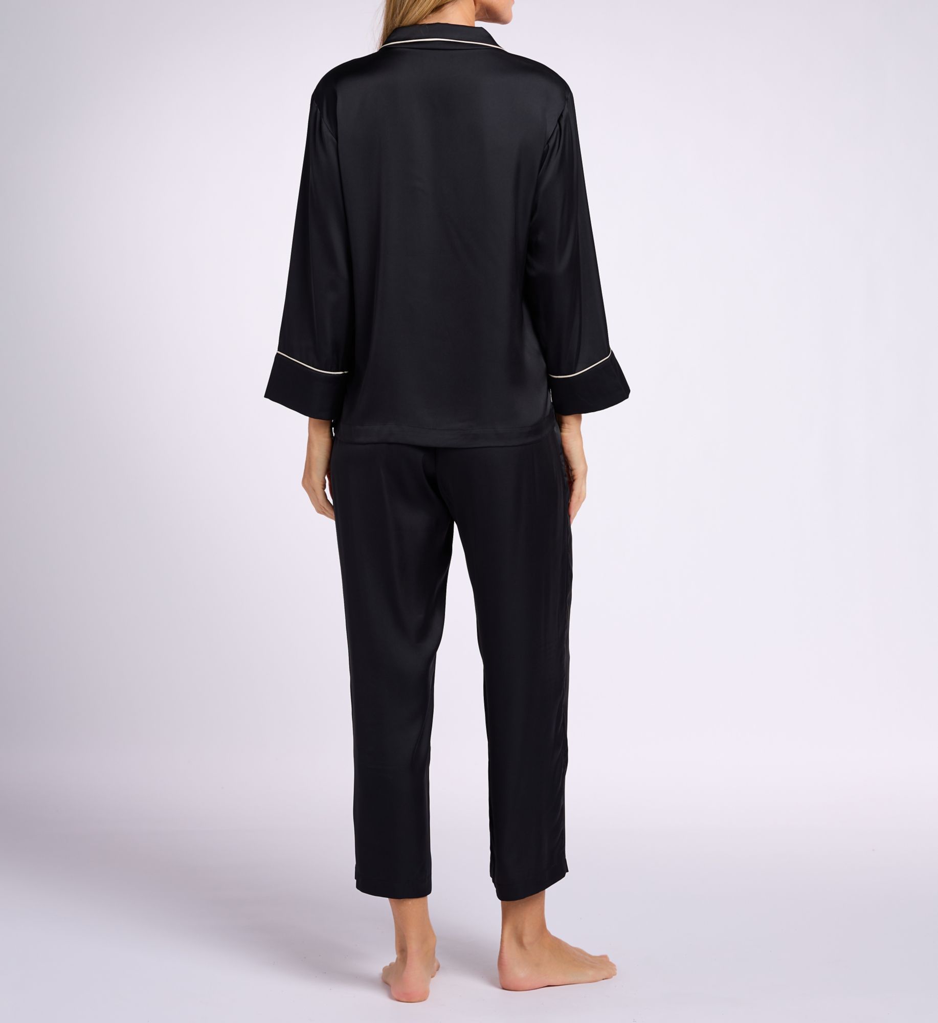 Natori Satin Essentials Notch PJ Set Y76020  – Main View  – Front View  – Back View