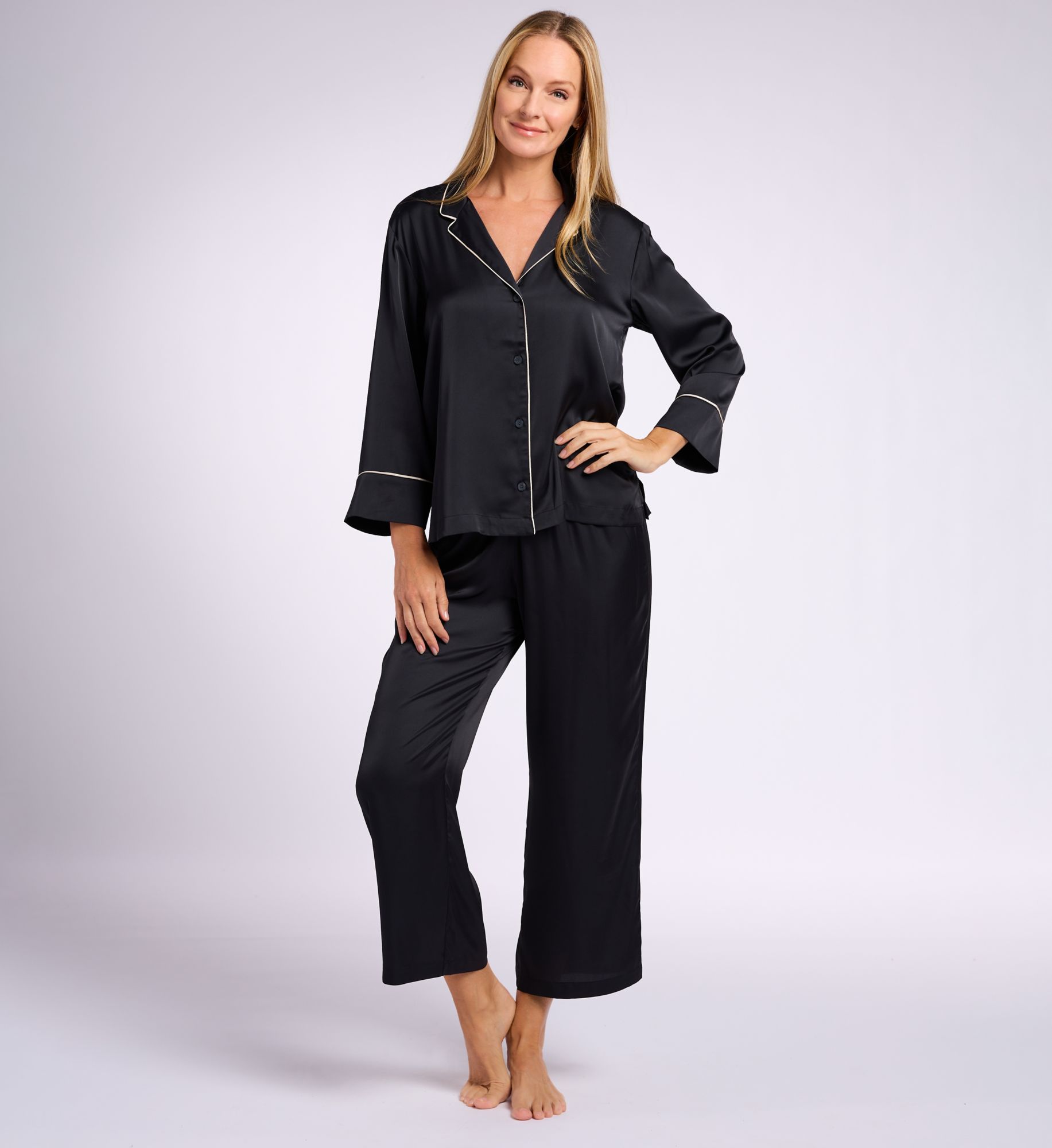 Natori Satin Essentials Notch PJ Set Y76020  – Main View  – Front View