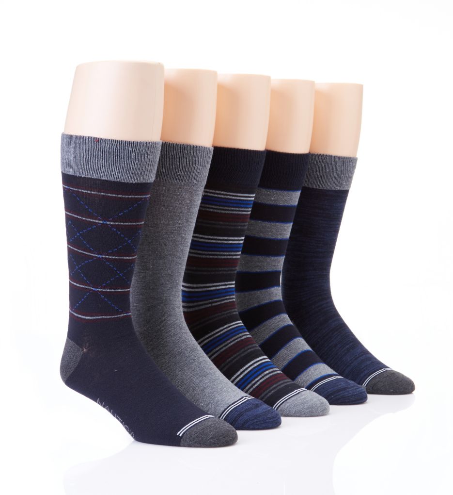 Fashion Argyle Flat Knit Dress Socks - 5 Pack