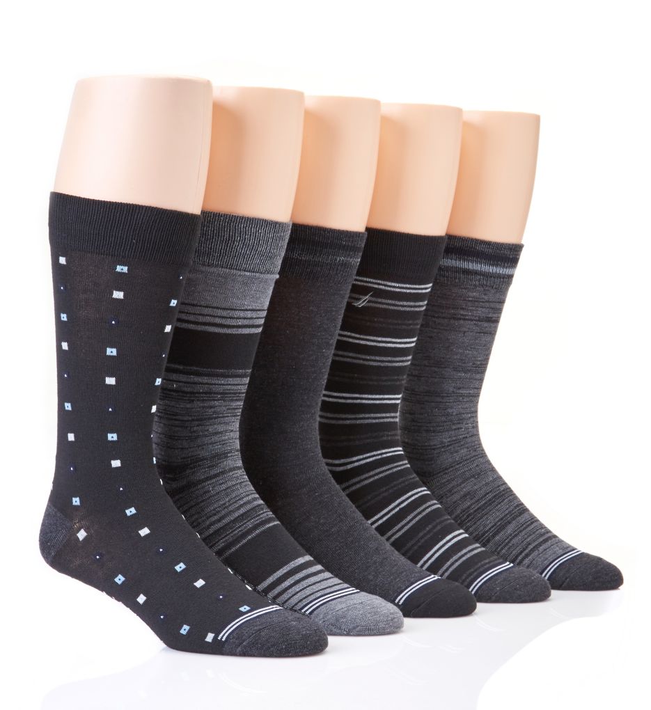 Fashion Stripe Flat Knit Dress Socks - 5 Pack-gs