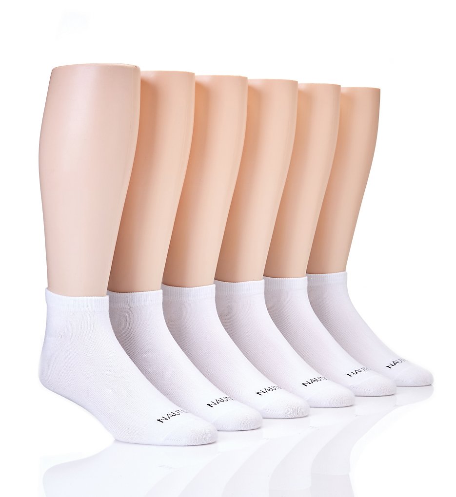 Nautica 171LC01 Solid Super Soft Basic Low Cut Socks - 6 Pack (White 10-13)