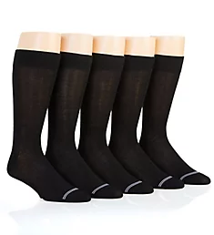 Solid Ribbed Dress Sock - 5 Pack Black O/S