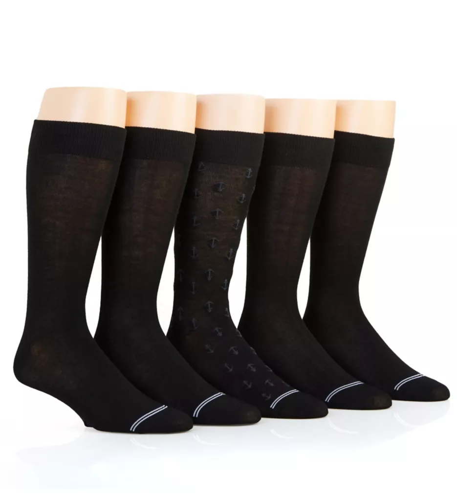 Anchor Solid Dress Sock - 5 Pack Black O/S