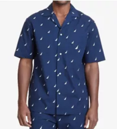 J Class Print Anchor Camp Shirt Maritime Navy L