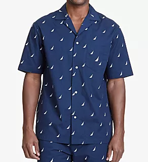 J Class Print Anchor Camp Shirt Maritime Navy L