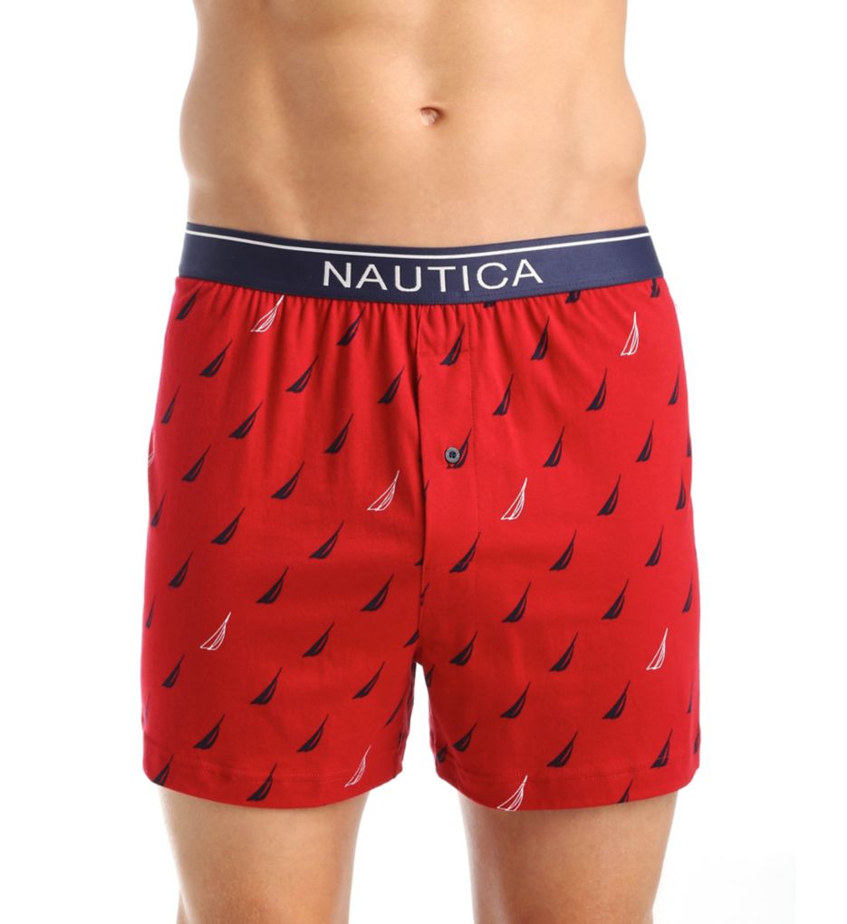 100% Cotton Sailboat Print Knit Boxer-fs