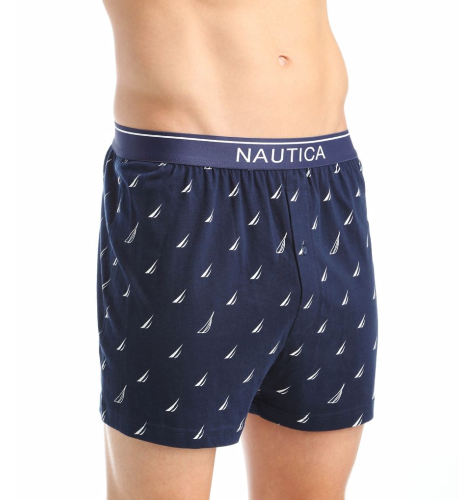 100% Cotton Sailboat Print Knit Boxer-gs