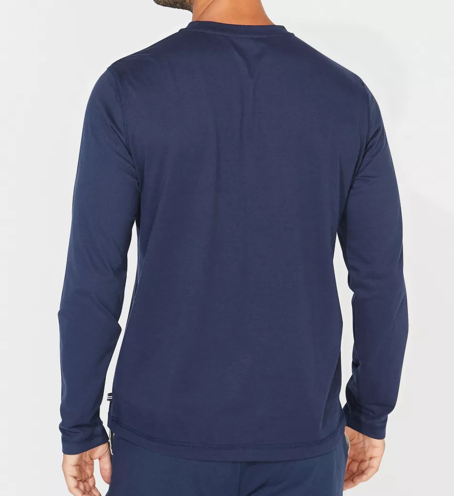 Sueded Jersey Long Sleeve Henley Maritime Navy 2XL