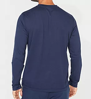 Sueded Jersey Long Sleeve Henley Maritime Navy 2XL