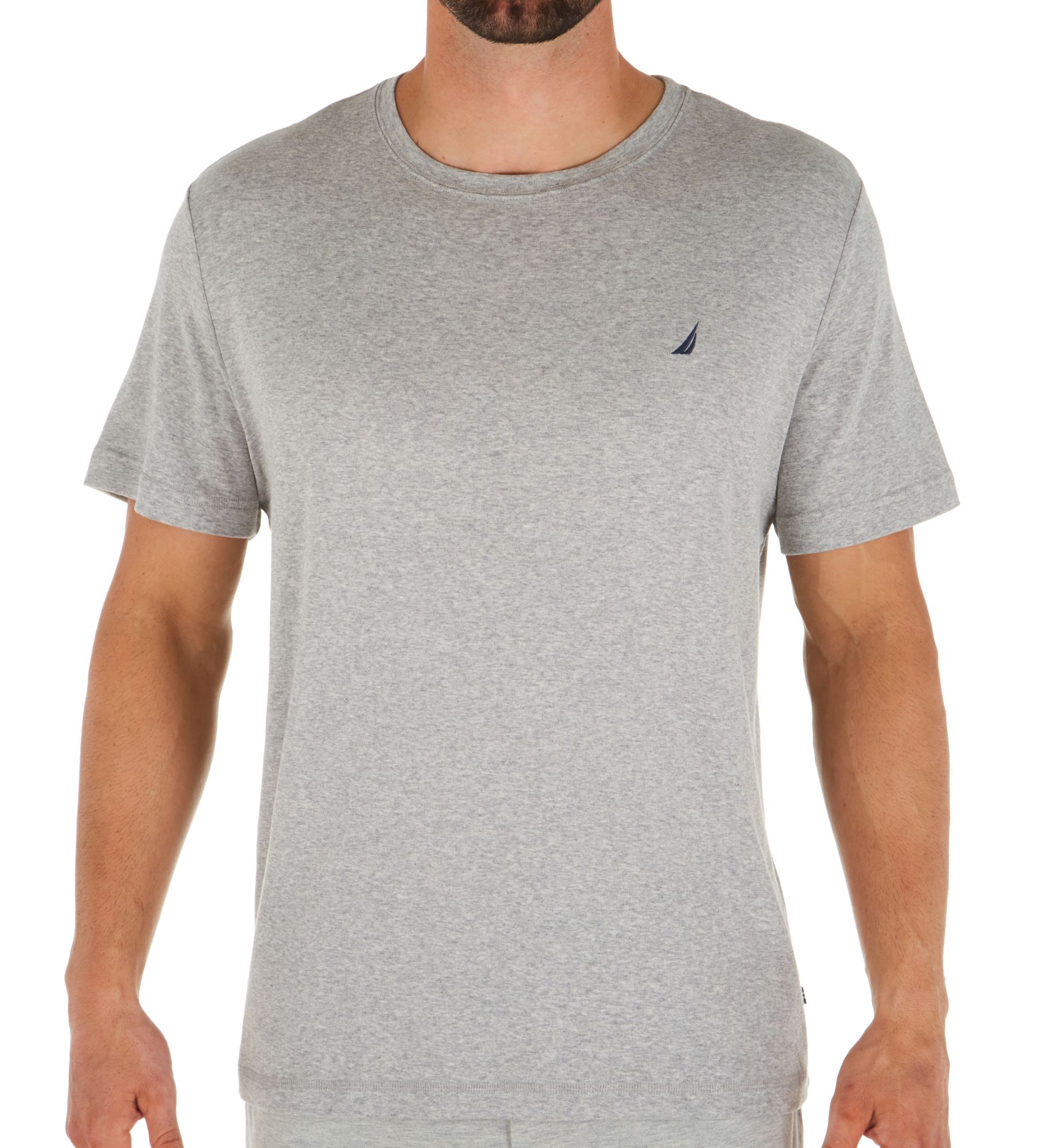 Nautica Anchor Cotton Crew Neck T-Shirt Grey Heather S  - Image 1