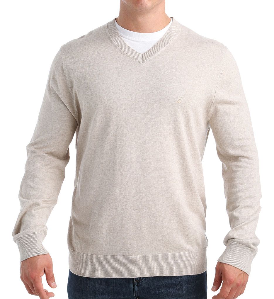 Big and Tall Cotton Modal V-Neck Sweater-fs