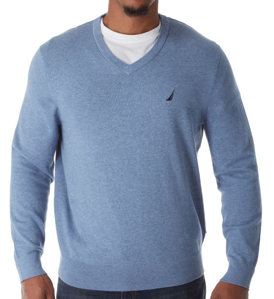 Jersey Cotton V-Neck Sweater-fs