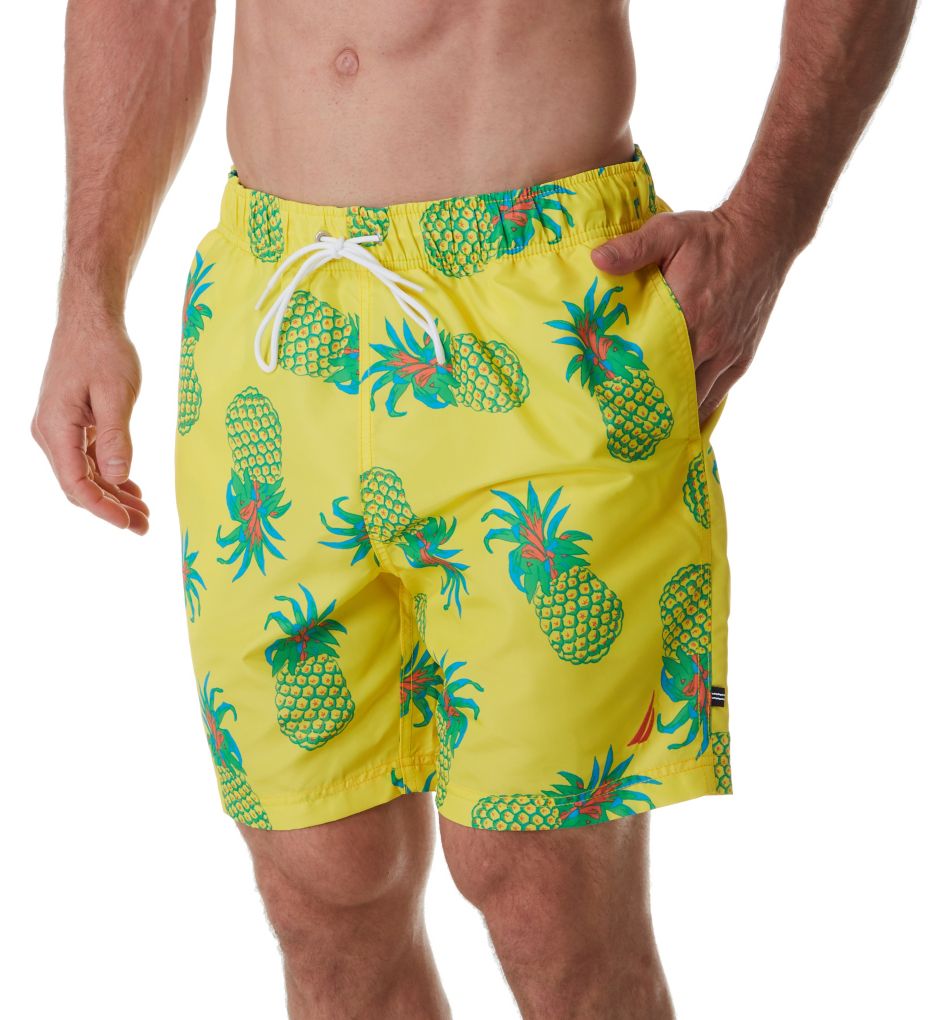 Tropical Pineapple 8 Inch Swim Trunk