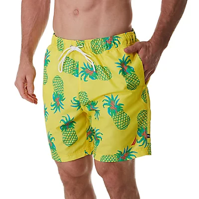 Tropical Pineapple 8 Inch Swim Trunk