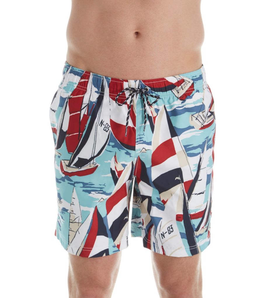 All Over Sailboat Swim Trunk-fs