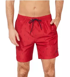 Anchor Print 8 Inch Swim Trunk Nautica Red S