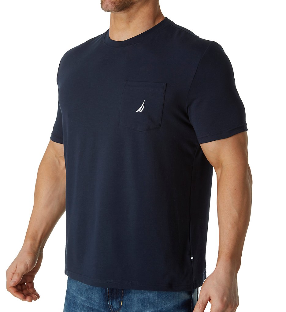Nautica V41050 Solid Anchor Crew Neck Pocket T-Shirt (Navy)